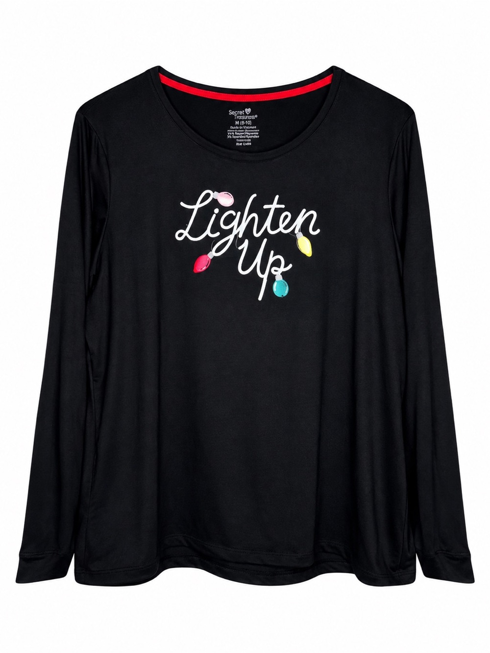 Secret Treasures Lighten Up Christmas Long Sleeve Pajama Top Women’s M
